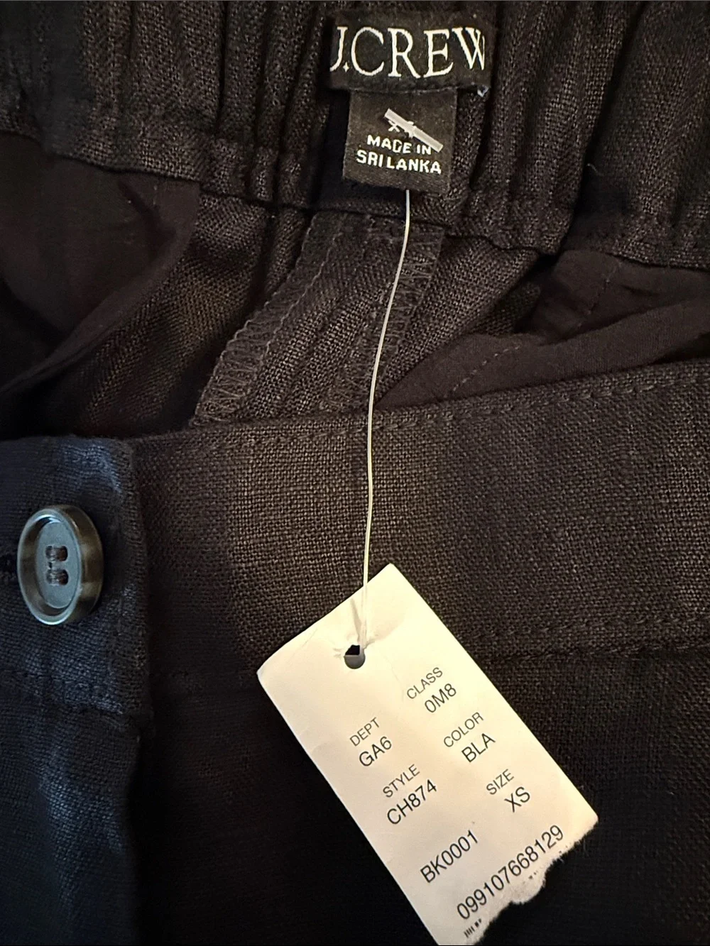 NWT J.Crew 3” Harbor Linen Shorts Black Size XS/0, 100% Linen